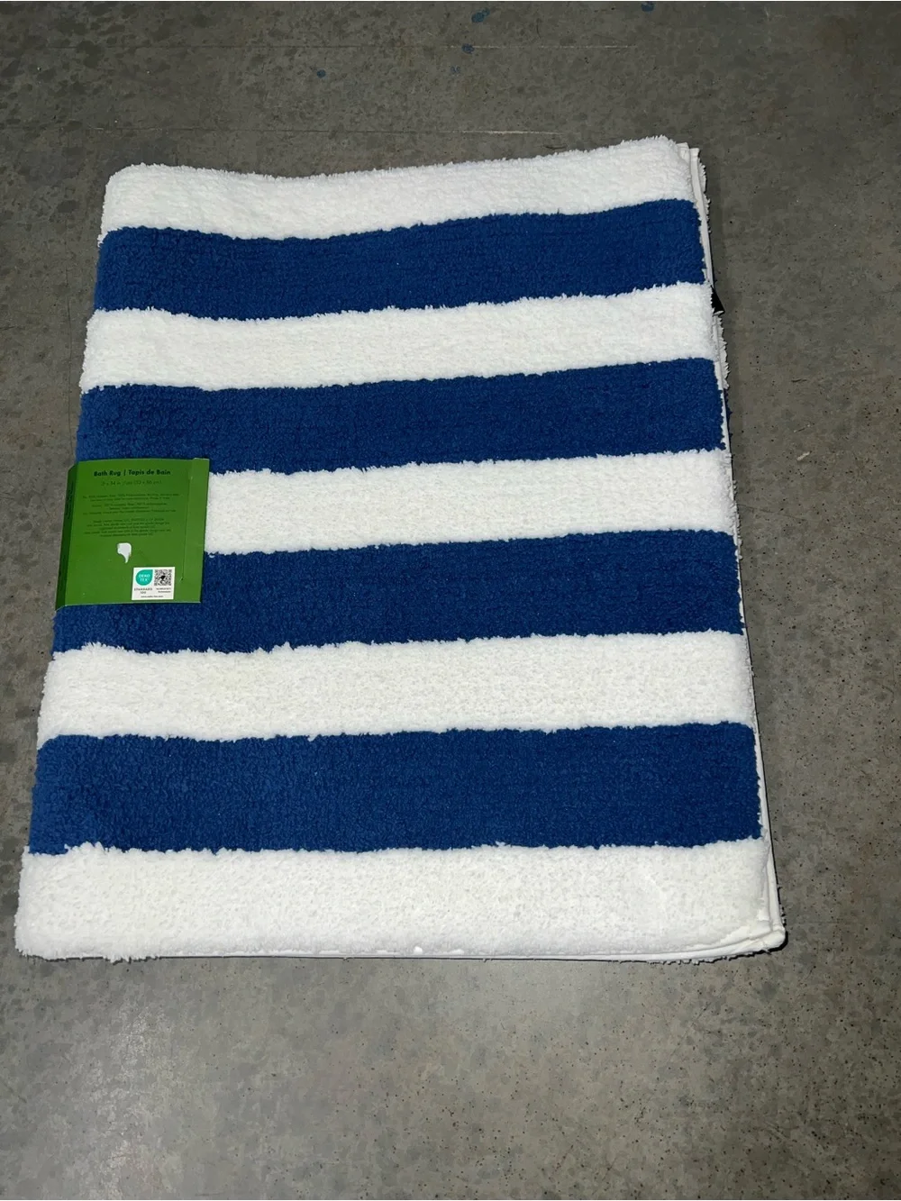 Kate Spade New York Royal Blue & White Striped Bath Mat/Rug Size 21x34